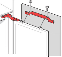 Schéma d'un réfrigérateur intégrable avec fixation par pantographe